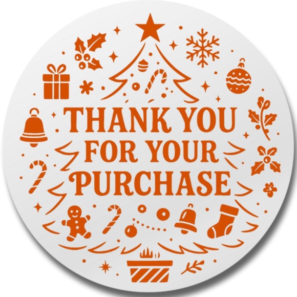 Thank You For Your Purchase Christmas Stickers 2" ROUND LABEL NEW - Picture 8 of 10